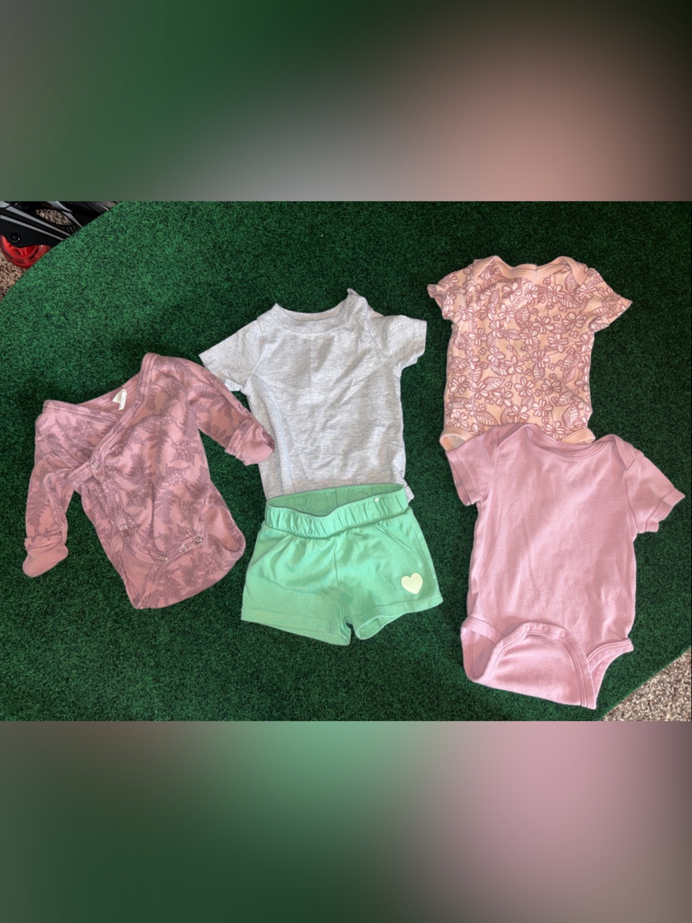 cloud island Pink and Mint Baby Onesie and Shorts Set